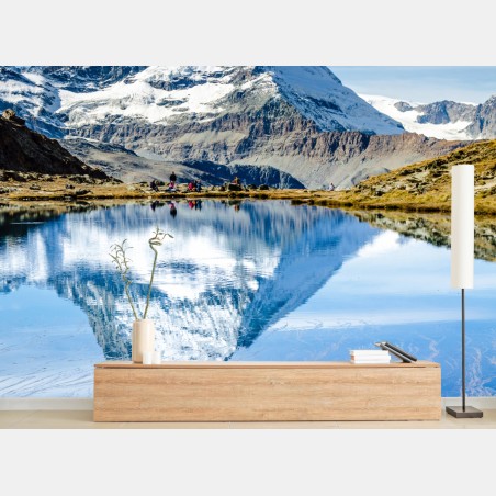 Fototapete majestätisches Matterhorn im spiegel eines alpensees – Wallnifity®