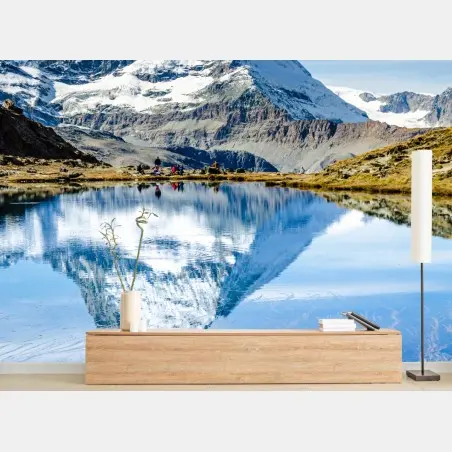 Fototapete majestätisches Matterhorn im spiegel eines alpensees – Wallnifity®