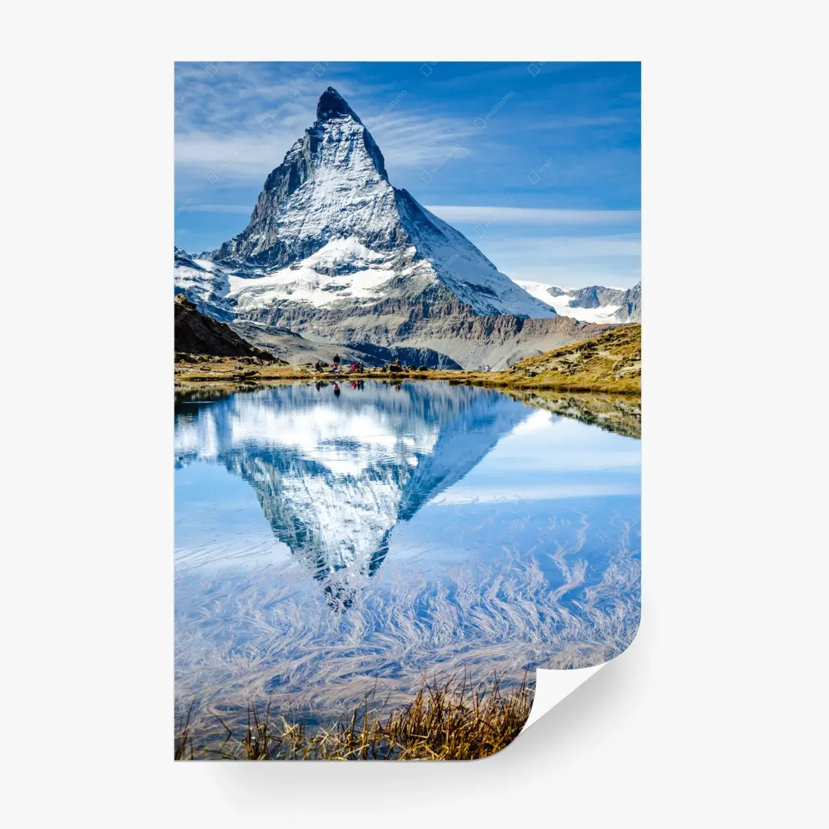 Fototapete majestätisches Matterhorn im spiegel eines alpensees – Wallnifity®