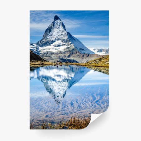 Fototapete majestätisches Matterhorn im spiegel eines alpensees – Wallnifity®