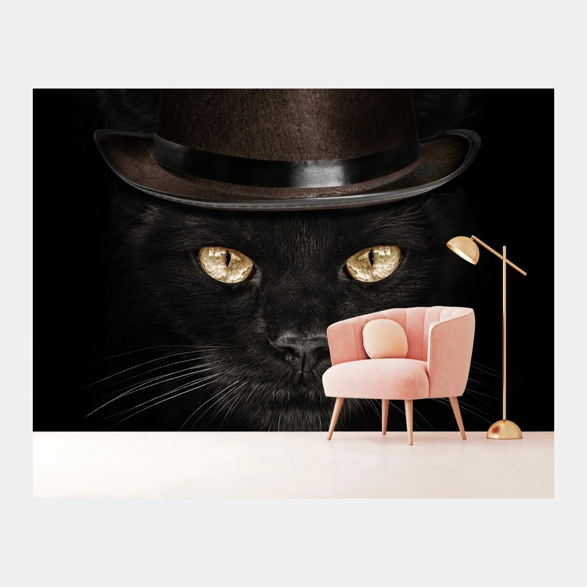 Fototapete elegante schwarze katze mit zylinder und fliege – Wallnifity® Fototapete elegante schwarze katze mit zylinder und fliege – Wallnifity®