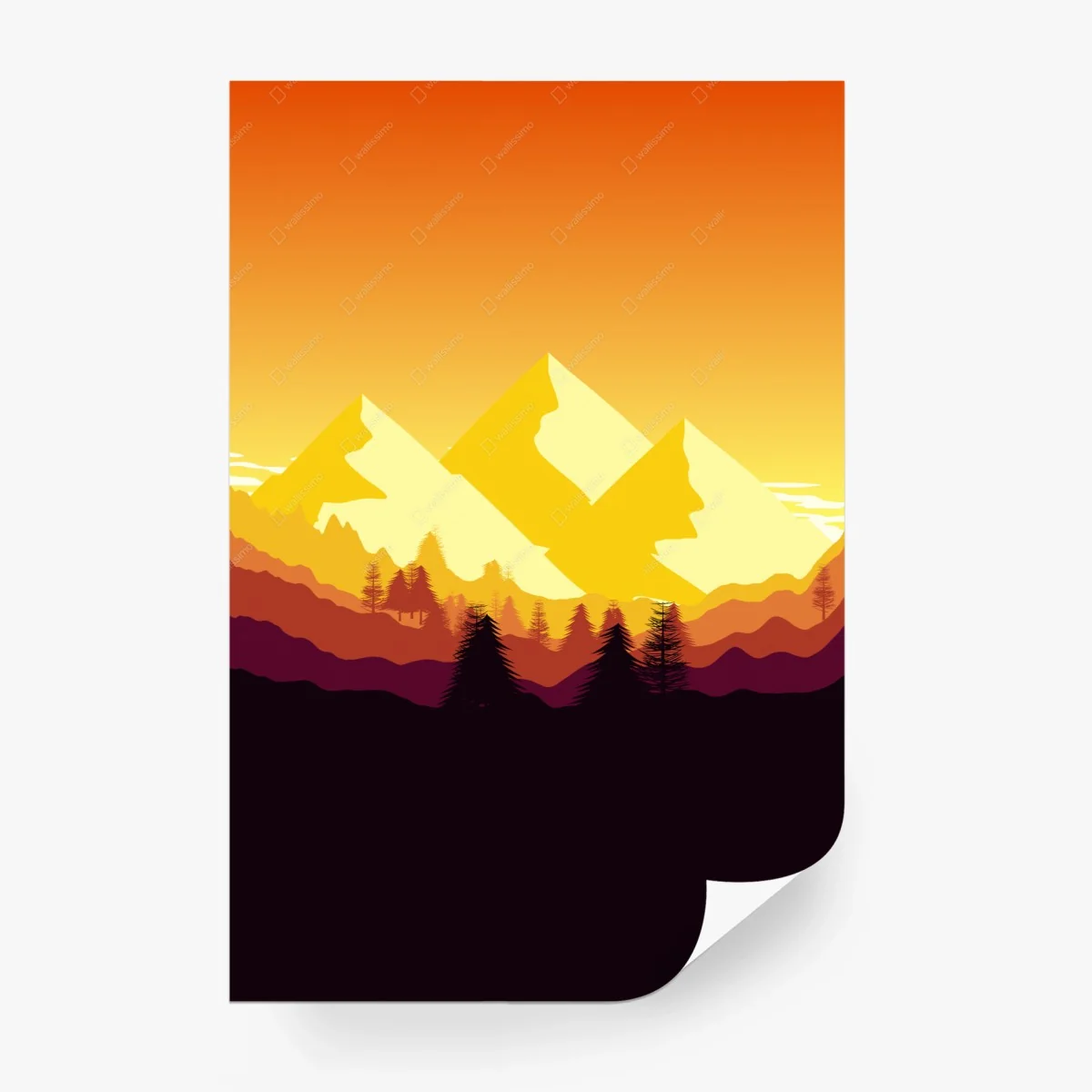 Fototapete goldener sonnenuntergang über bergen – Wallnifity®