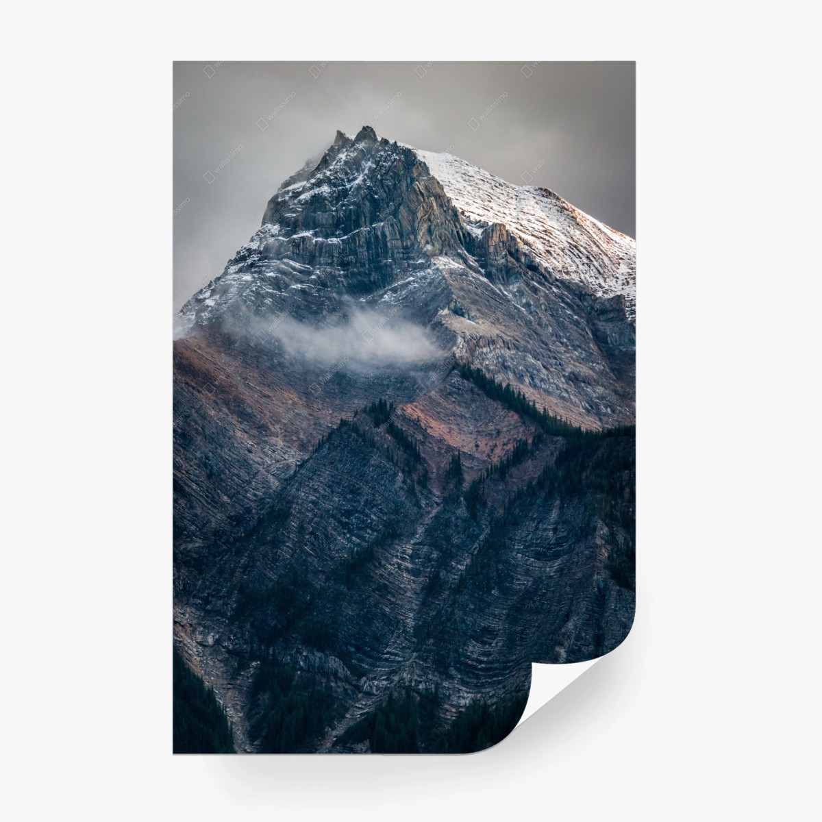 Fototapete dramatischer alpiner gipfel im nebel – Wallnifity®