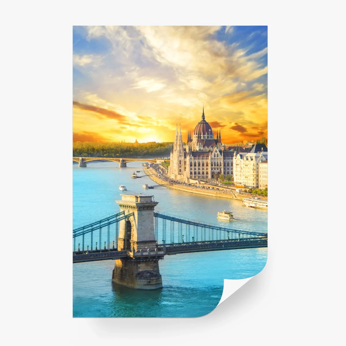 Fototapete sonnenuntergang über Budapest und der Kettenbrücke – Wallnifity®