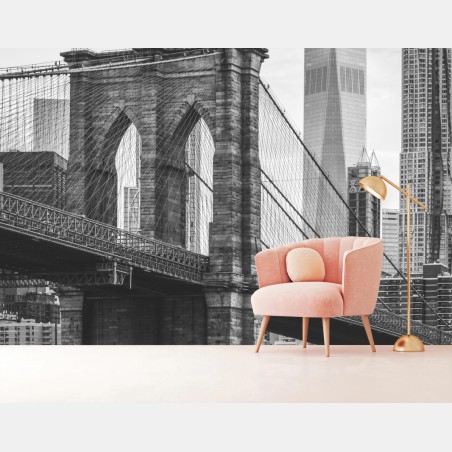 Fototapete Brooklyn bridge schwarzweiß stadtbild – Wallnifity®