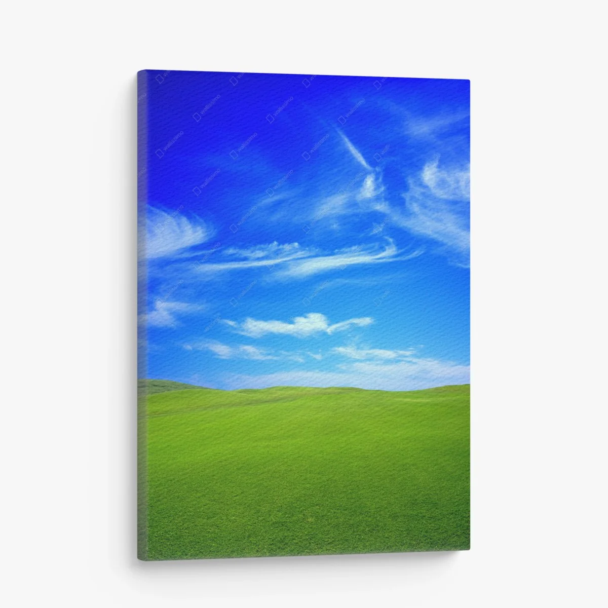 Leinwandbild grüne wiese unter blauem himmel – Wallnifity® Leinwandbild grüne wiese unter blauem himmel – Wallnifity®