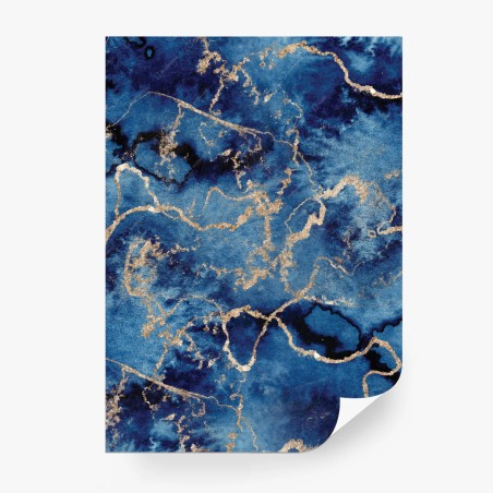 Fototapete tiefblauer marmor mit goldenen adern – Wallnifity®