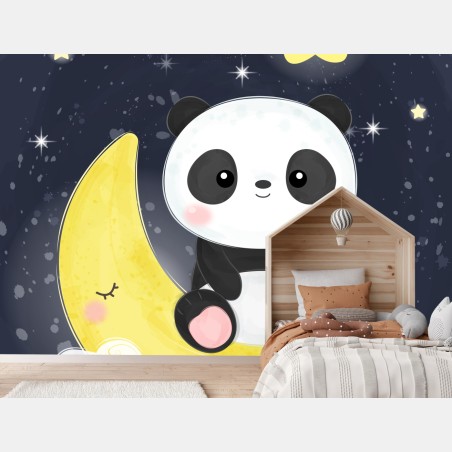 Fototapete schlafender panda auf dem mond – Wallnifity®