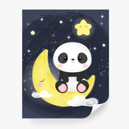 Fototapete schlafender panda auf dem mond – Wallnifity®