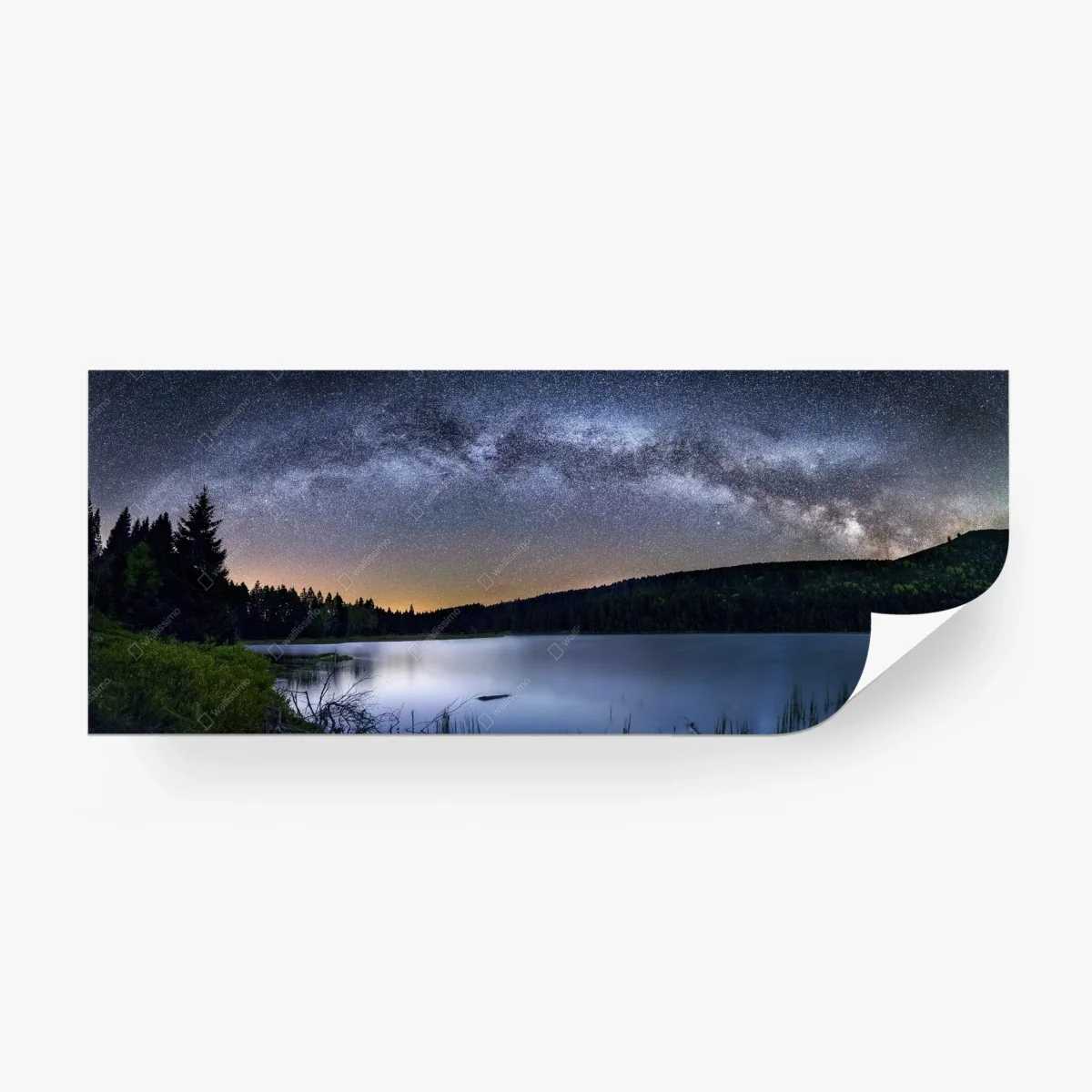 Fototapete milchstraße über einem ruhigen see – Wallnifity® Fototapete milchstraße über einem ruhigen see – Wallnifity®