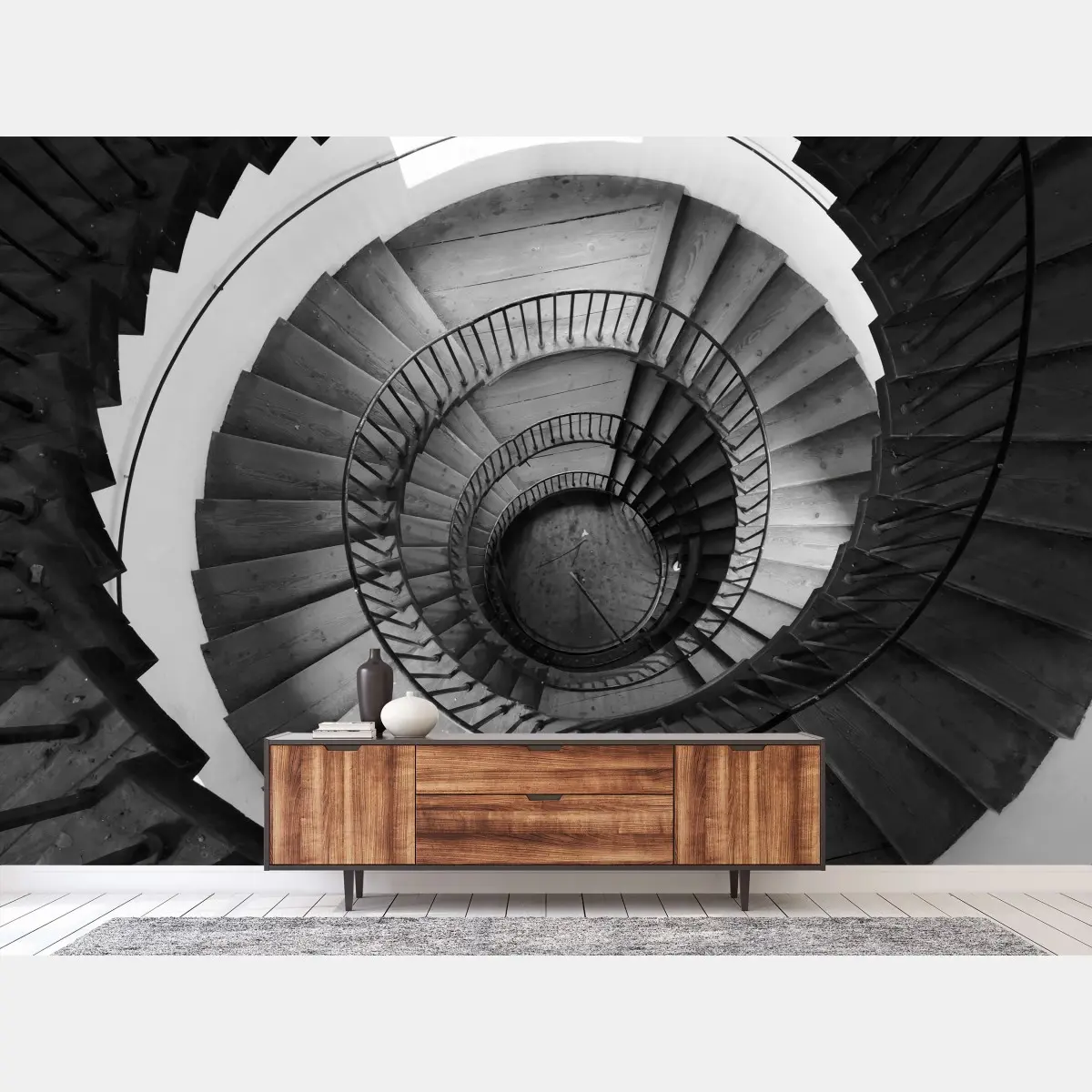 Fototapete monochrome spiraltreppe geometrie – Wallnifity®