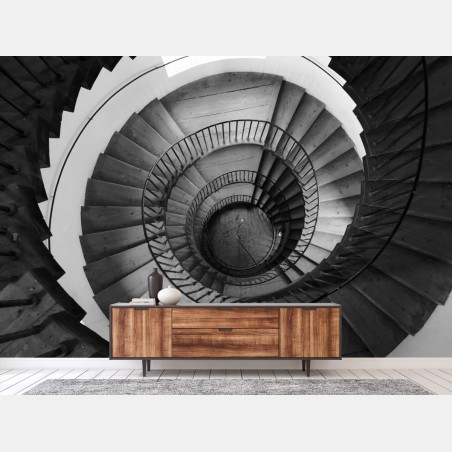 Fototapete monochrome spiraltreppe geometrie – Wallnifity®