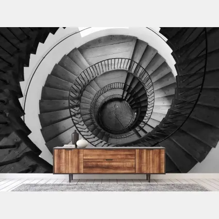 Fototapete monochrome spiraltreppe geometrie – Wallnifity®