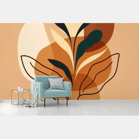 Fototapete warmes abstraktes botanisches motiv – Wallnifity®