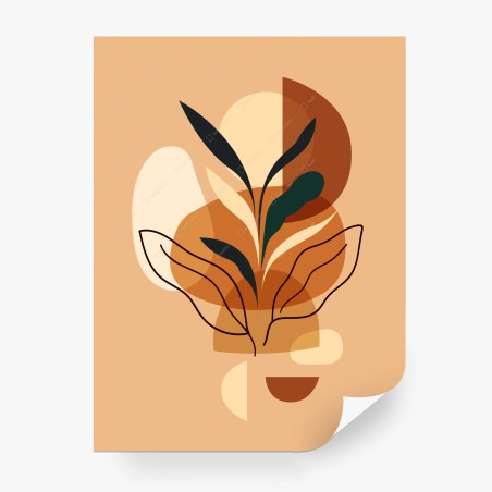 Fototapete warmes abstraktes botanisches motiv – Wallnifity®