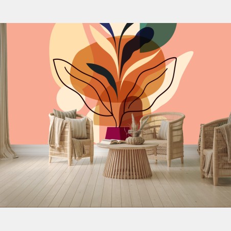 Fototapete abstrakter botanischer strauß in einer vase – Wallnifity®