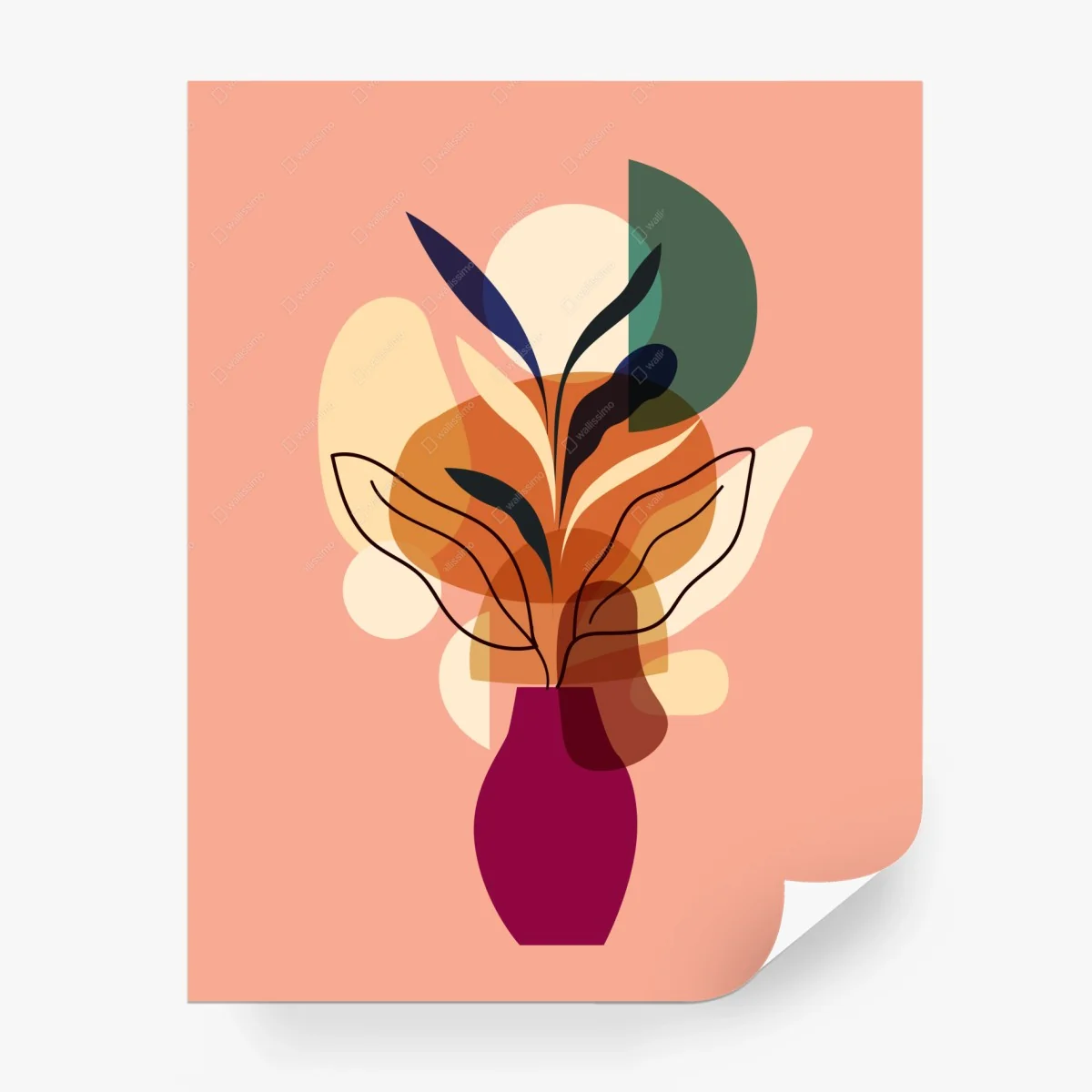 Fototapete abstrakter botanischer strauß in einer vase – Wallnifity®