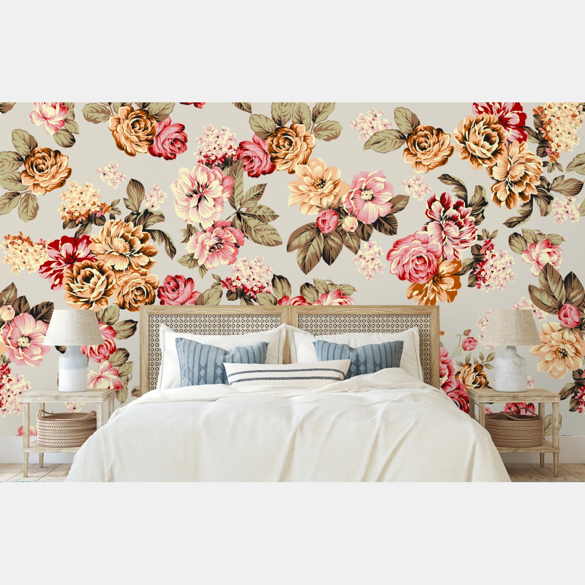 Fototapete vintage pastell blumenmuster – Wallnifity®