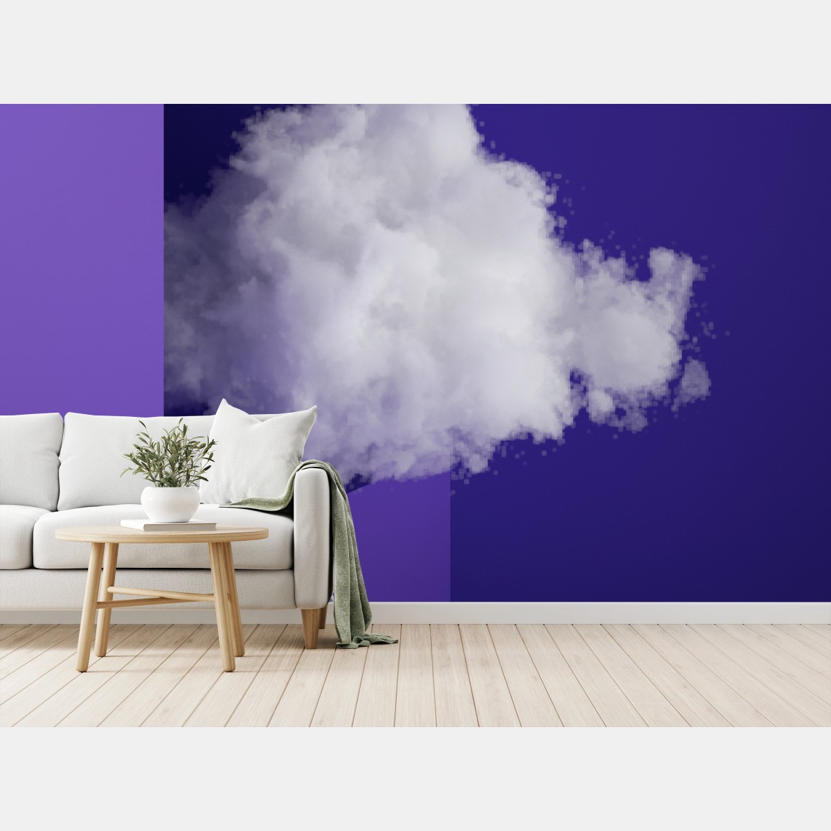 Fototapete schwebende wolke im violetten interieur – Wallnifity®