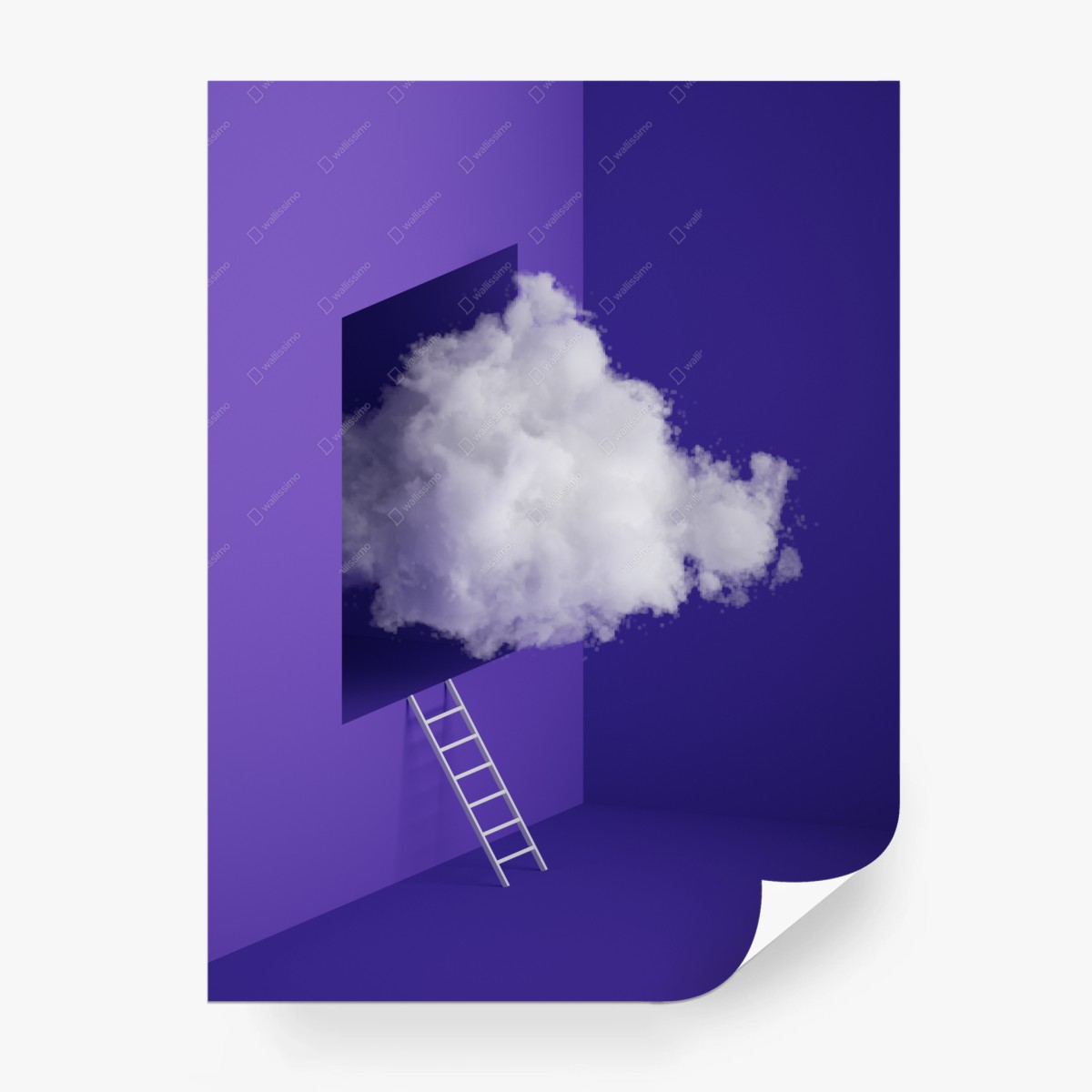 Fototapete schwebende wolke im violetten interieur – Wallnifity®