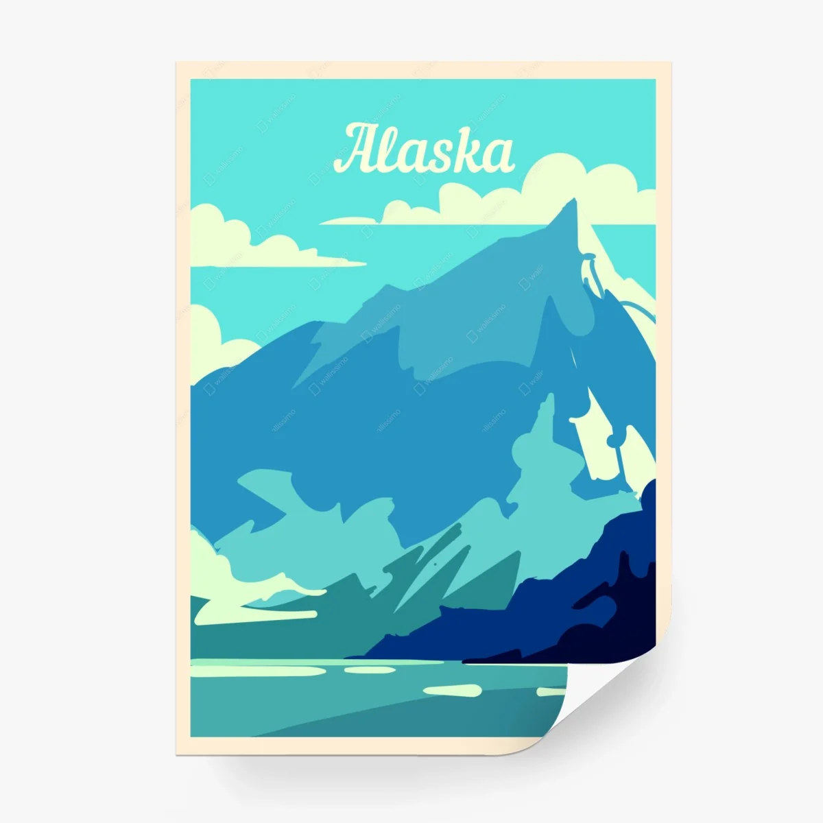 Fototapete Alaska retro bergposter – Wallnifity® Fototapete Alaska retro bergposter – Wallnifity®