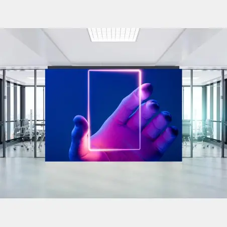 Fototapete neonrahmen in der hand – Wallnifity®