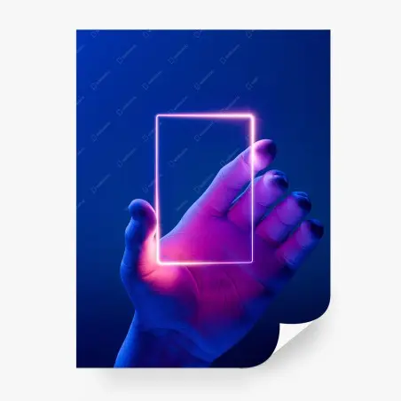 Fototapete neonrahmen in der hand – Wallnifity®