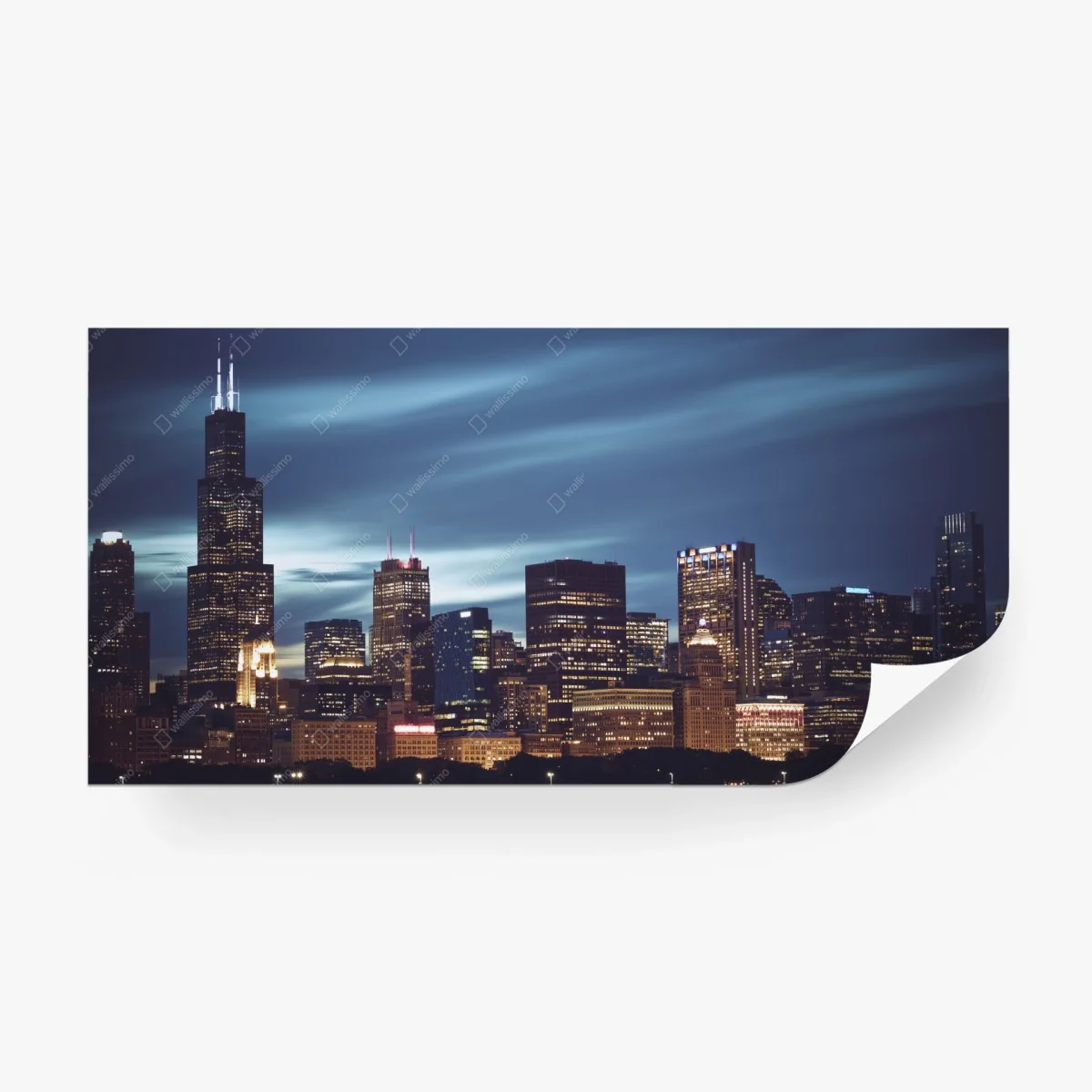 Fototapete panorama Chicago bei nacht – Wallnifity®