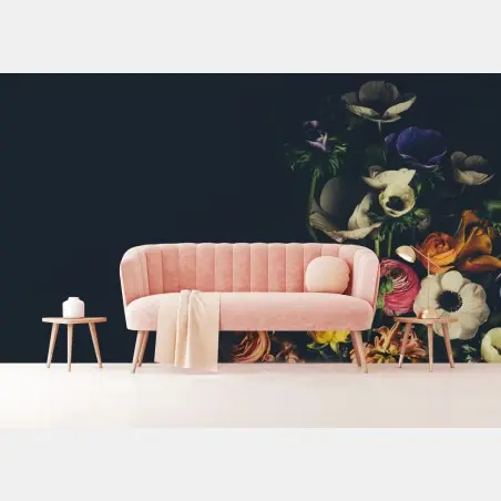 Fototapete stimmungsvoller blumenstrauß vor dunklem hintergrund – Wallnifity®