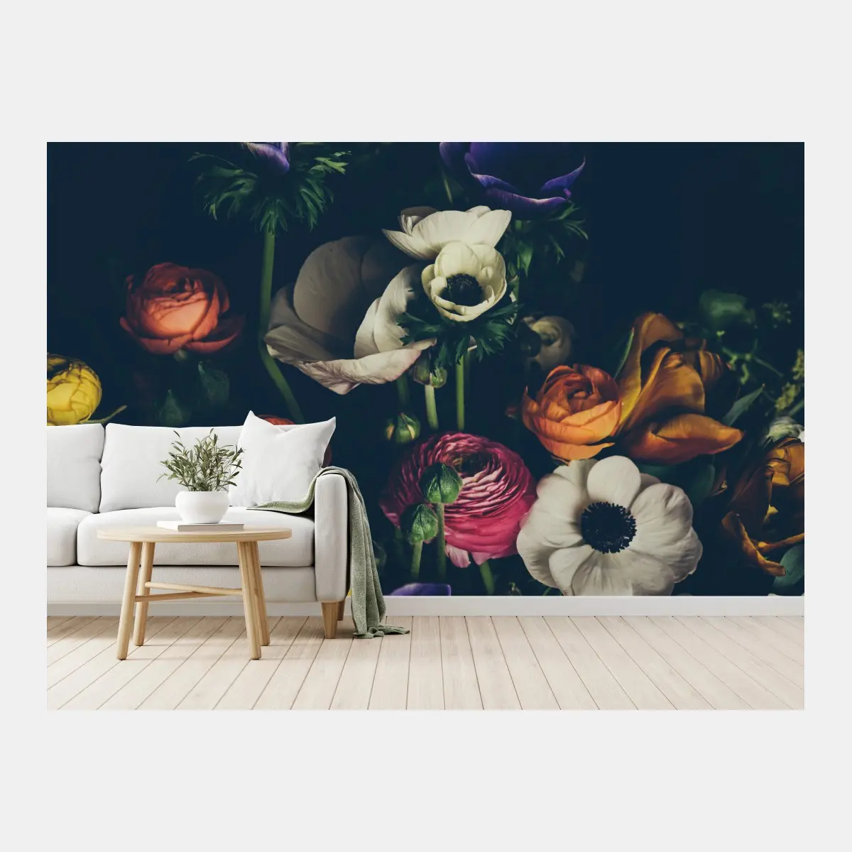 Fototapete stimmungsvolles dunkles blumenbouquet – Wallnifity®