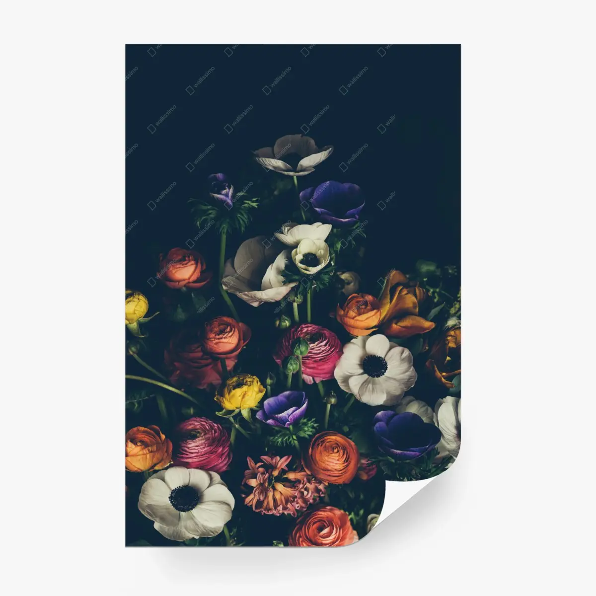Fototapete stimmungsvolles dunkles blumenbouquet – Wallnifity®
