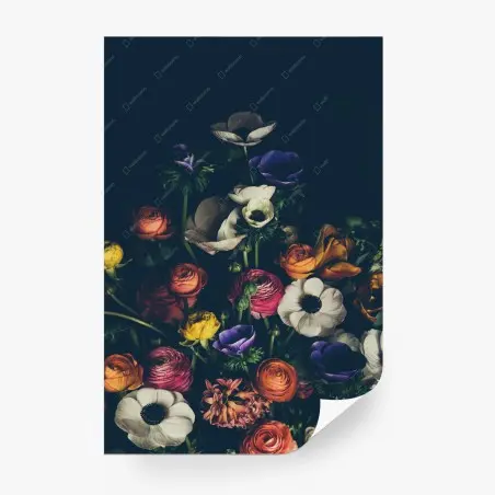 Fototapete stimmungsvolles dunkles blumenbouquet – Wallnifity®