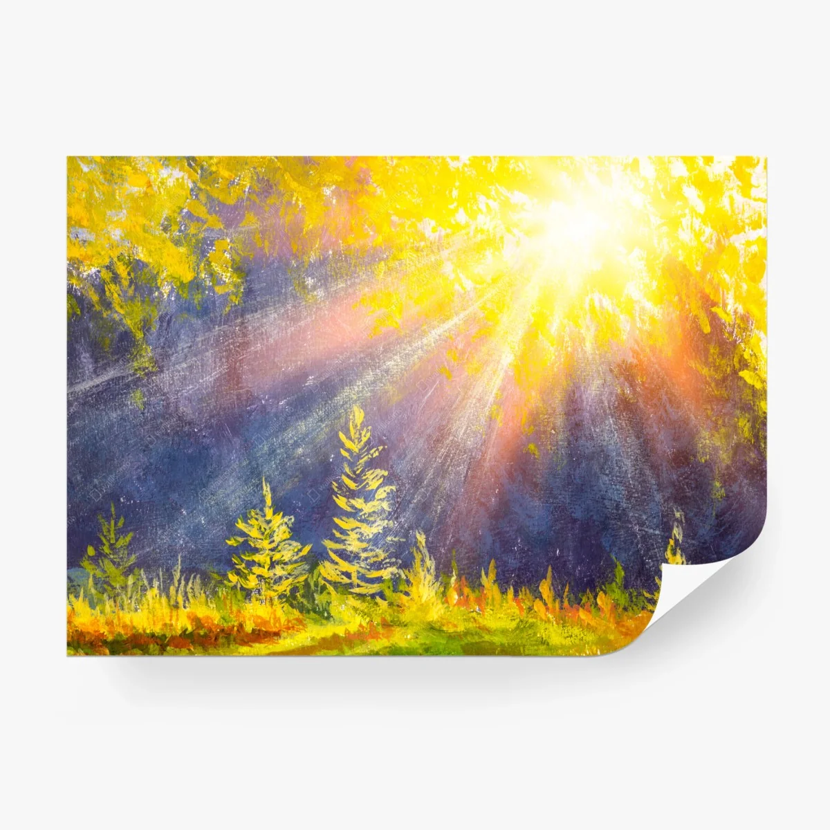 Fototapete goldener waldesglanz aquarell – Wallnifity®