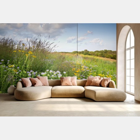 Fototapete sonnige wildblumenwiese – Wallnifity®