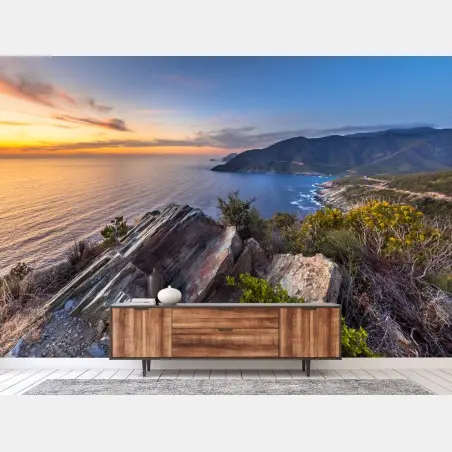 Fototapete küstensonnenuntergang über Cap Corse – Wallnifity®