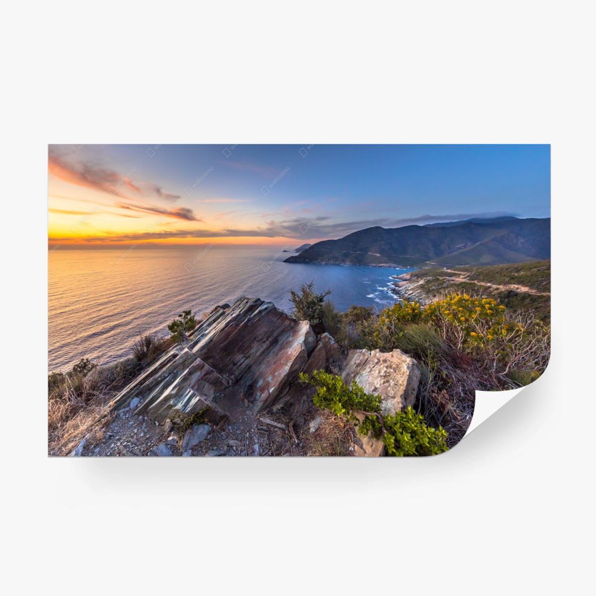 Fototapete küstensonnenuntergang über Cap Corse – Wallnifity®