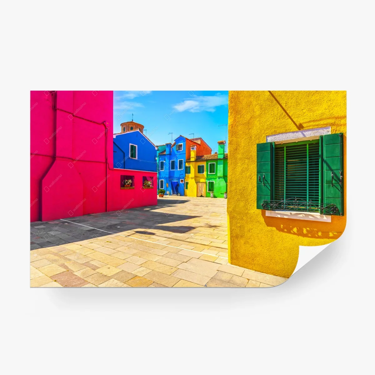 Fototapete bunte häuser am platz in Burano – Wallnifity®