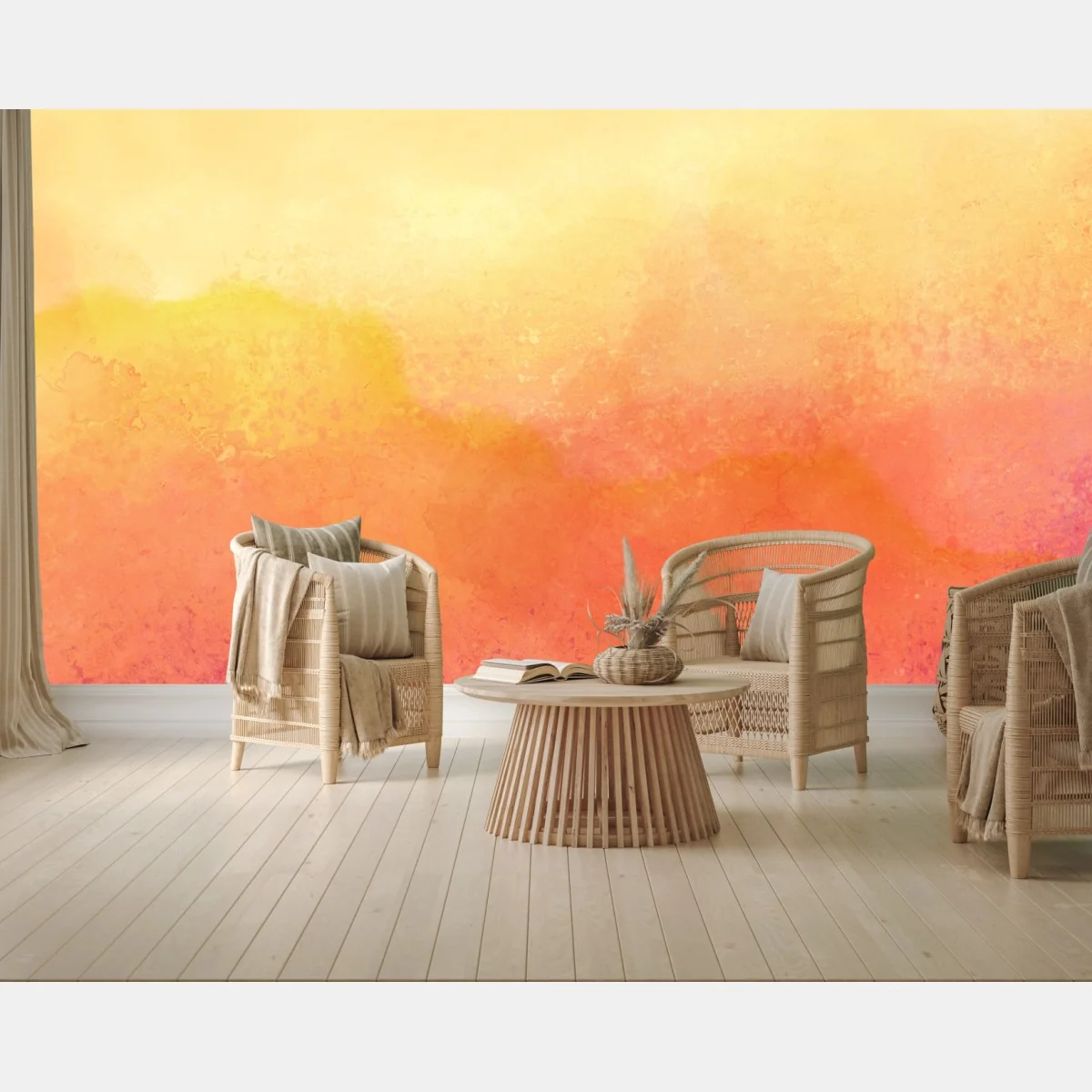 Fototapete warme aquarell-abstraktion – Wallnifity® Fototapete warme aquarell-abstraktion – Wallnifity®