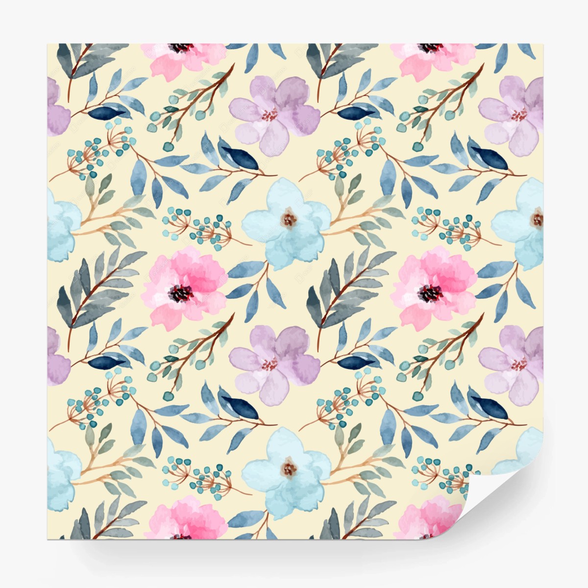 Fototapete zartes aquarell-blumenmuster – Wallnifity®