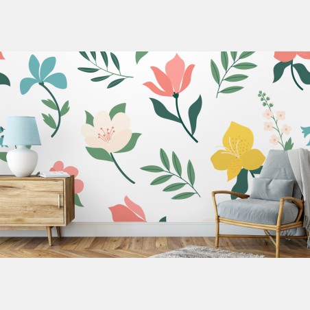 Fototapete zartes pastell blumenmuster – Wallnifity®