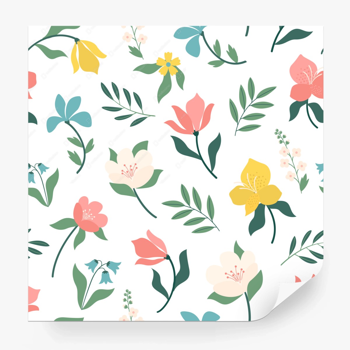 Fototapete zartes pastell blumenmuster – Wallnifity®