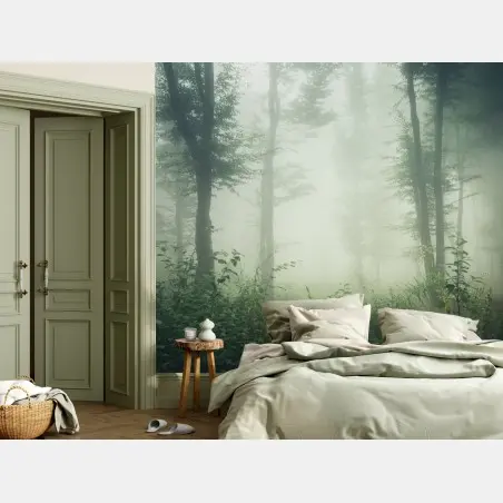 Fototapete nebliger wald am morgen – Wallnifity®
