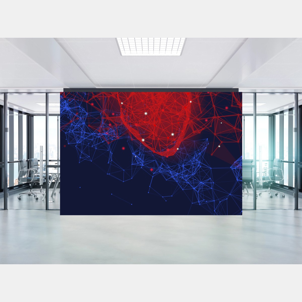 Fototapete rotes geometrisches herznetzwerk – Wallnifity®