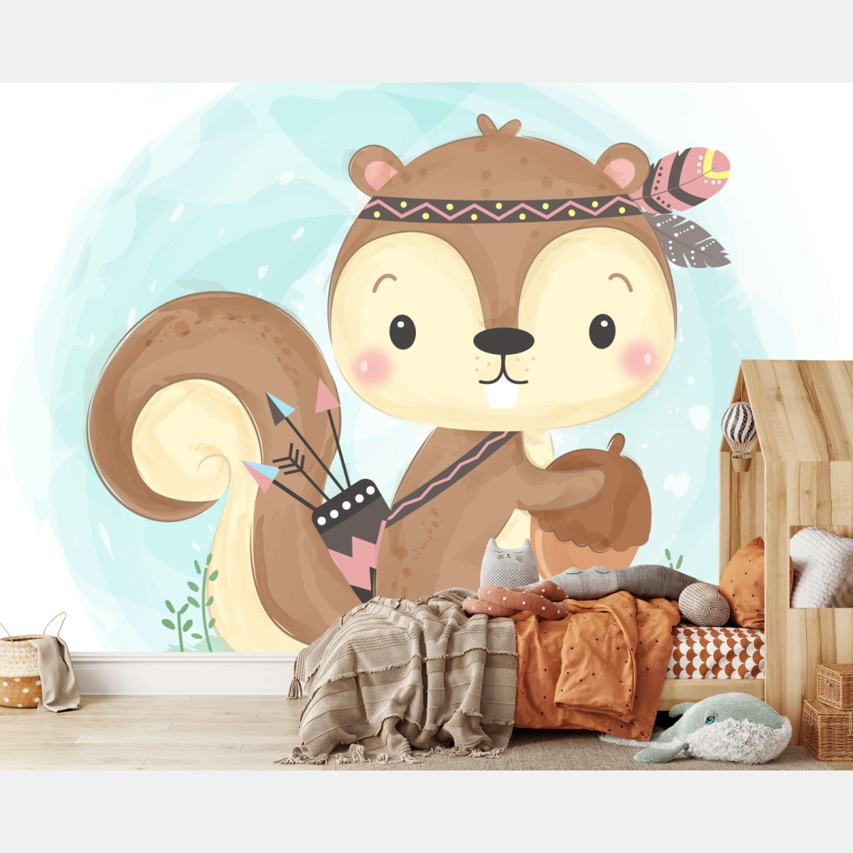 Fototapete wald eichhörnchen mit eichel – Wallnifity®