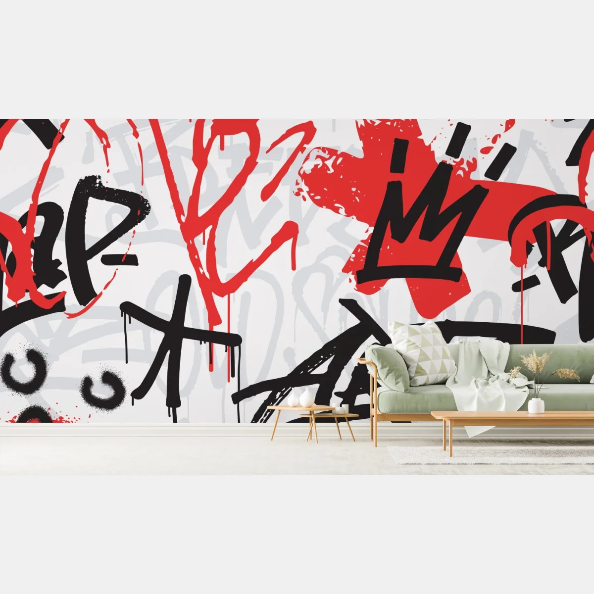 Fototapete kräftiges rotes graffiti mit krone – Wallnifity® Fototapete kräftiges rotes graffiti mit krone – Wallnifity®