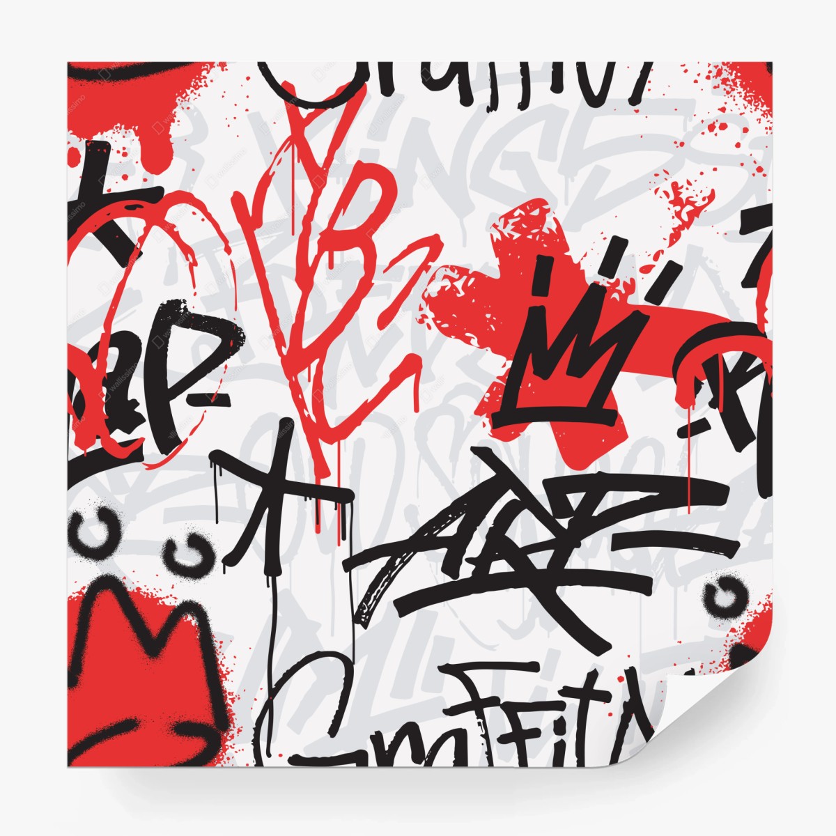 Fototapete kräftiges rotes graffiti mit krone – Wallnifity® Fototapete kräftiges rotes graffiti mit krone – Wallnifity®