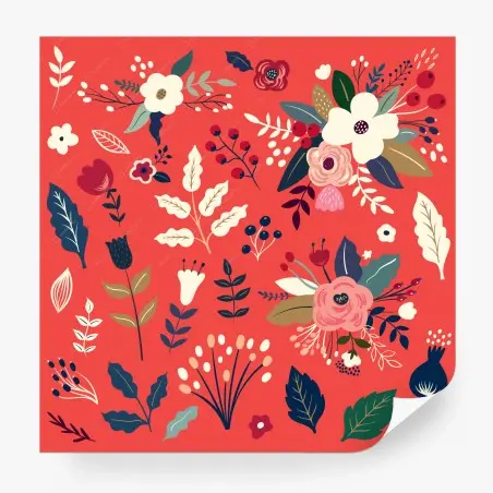 Fototapete korallenrotes blumenmuster – Wallnifity®