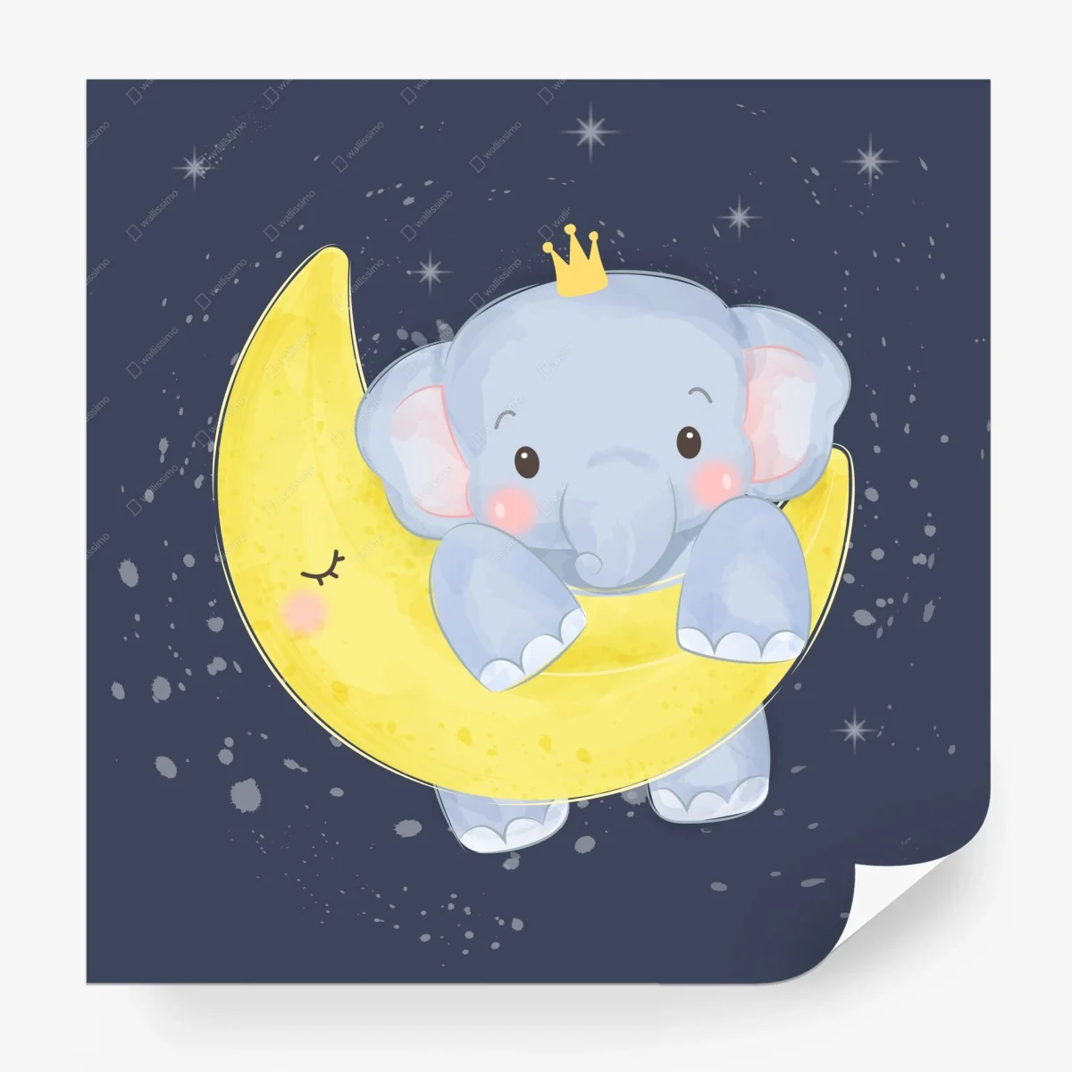 Fototapete schlafender babyelefant auf dem mond – Wallnifity®