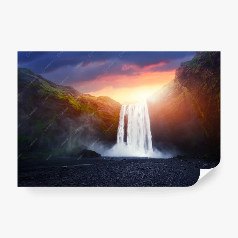 Fototapete sonnenuntergang am wasserfall – Wallnifity®