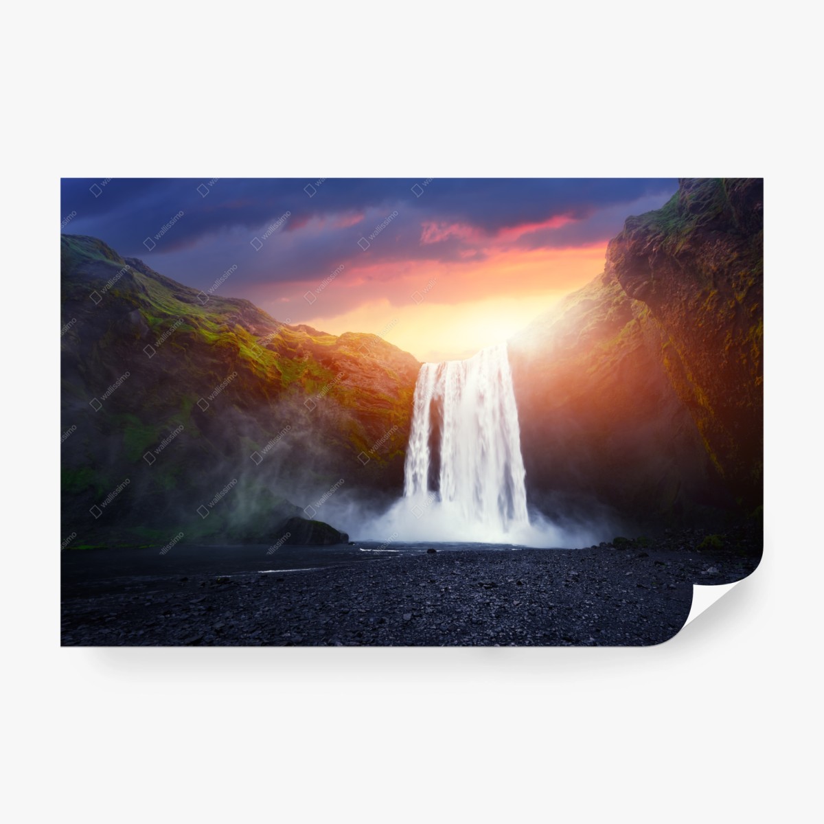 Fototapete sonnenuntergang am wasserfall – Wallnifity®